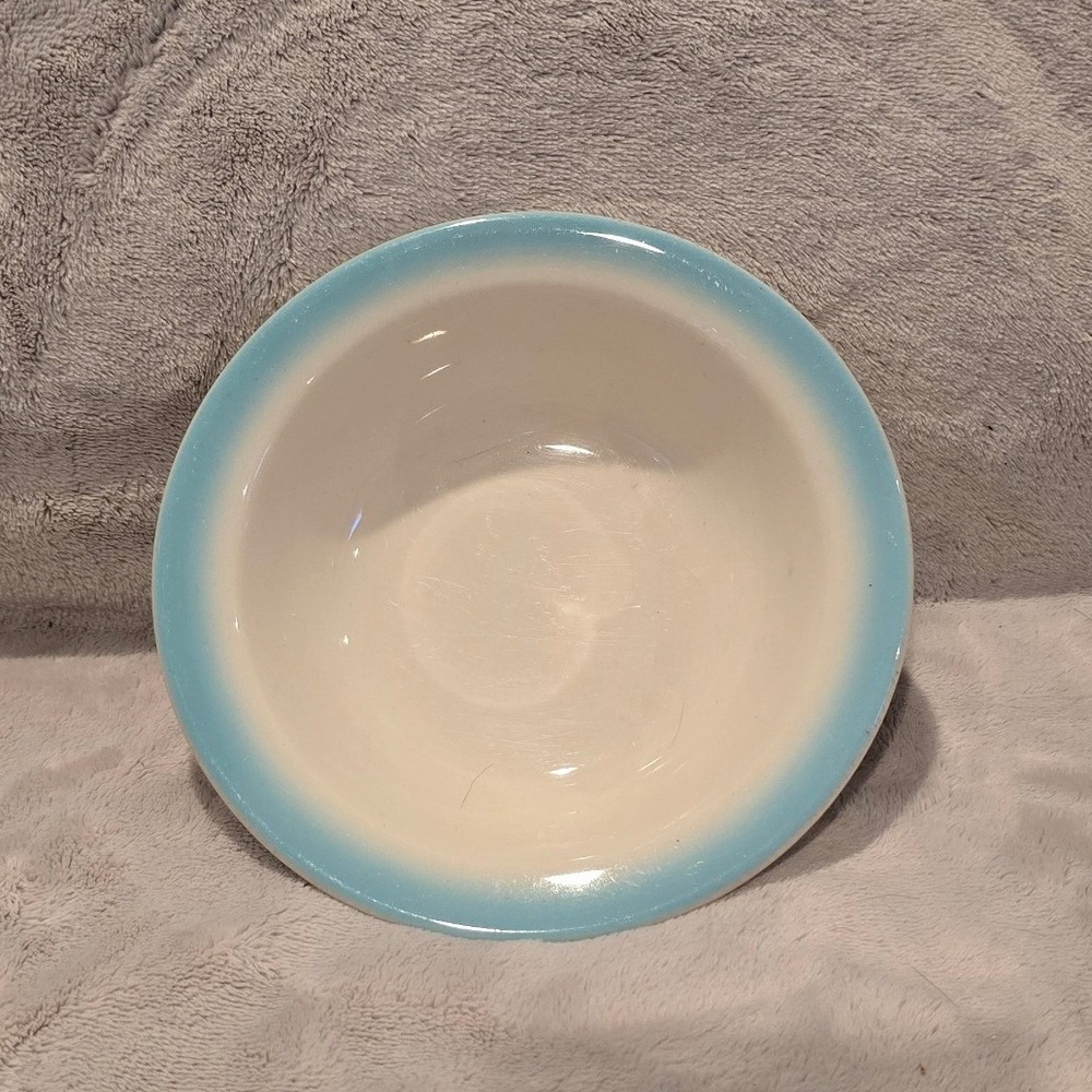 Vintage Buffalo China Turquoise Restaurant Ware Bowl Ceramic Made in USA 6.5".